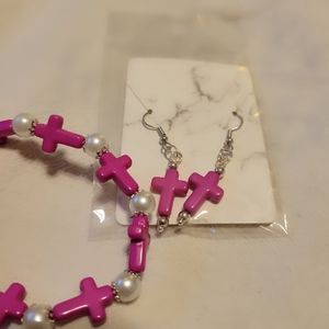 Fuchsia Cross jewelry set